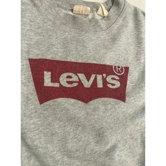 Levi's Women's Gray Logo Crewneck Pullover Sweatshirt Size Medium - Picture 3 of 6